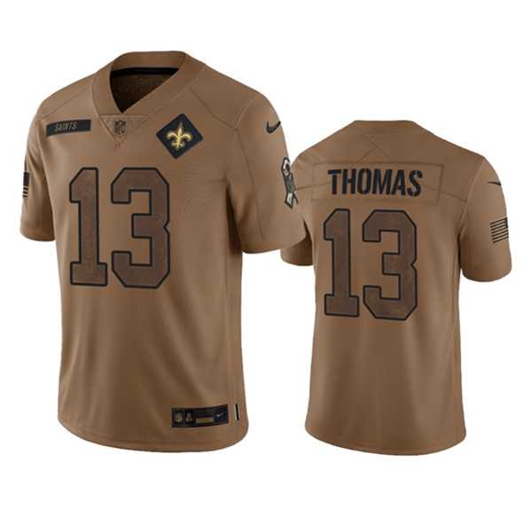 Men's New Orleans Saints #13 Michael Thomas 2023 Brown Salute To Service Limited Football Stitched Jersey Dyin